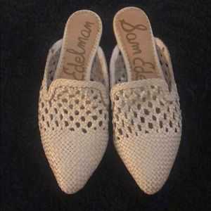 Sam Edelman white flat mules